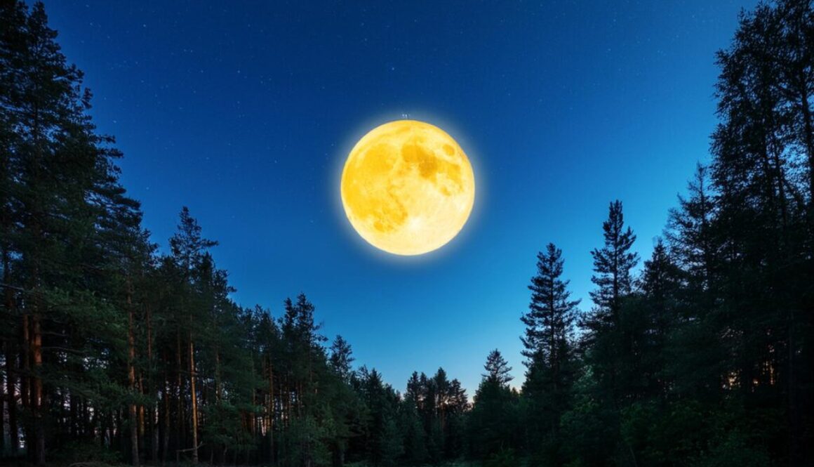 Fullmåne vid skog